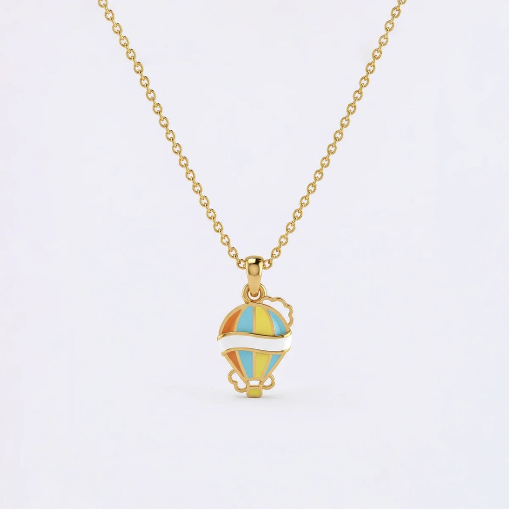 Little Sky Adventure Balloon Gold Pendant | Tinyfacets | gold little sky adventure balloon gold pendant jewelry