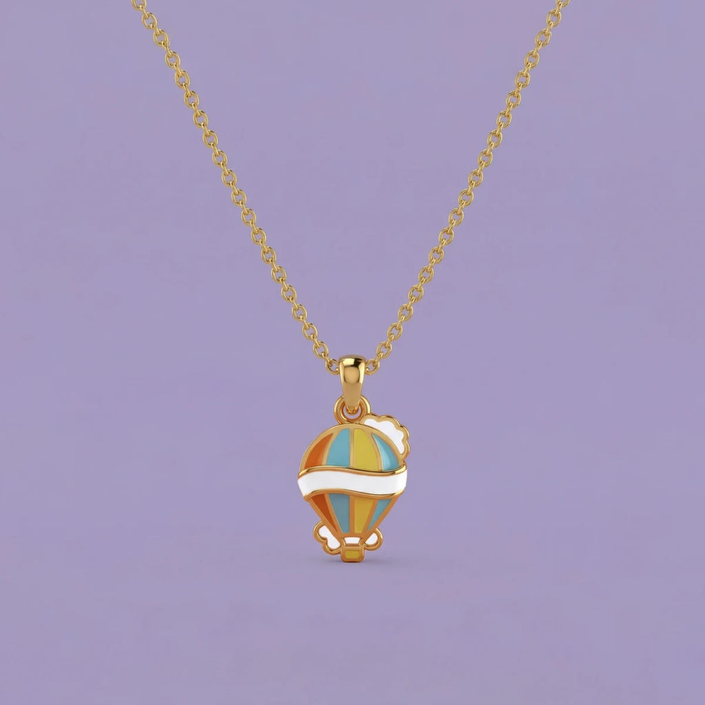 Little Sky Adventure Balloon Gold Pendant | Tinyfacets | little sky adventure balloon gold pendant
