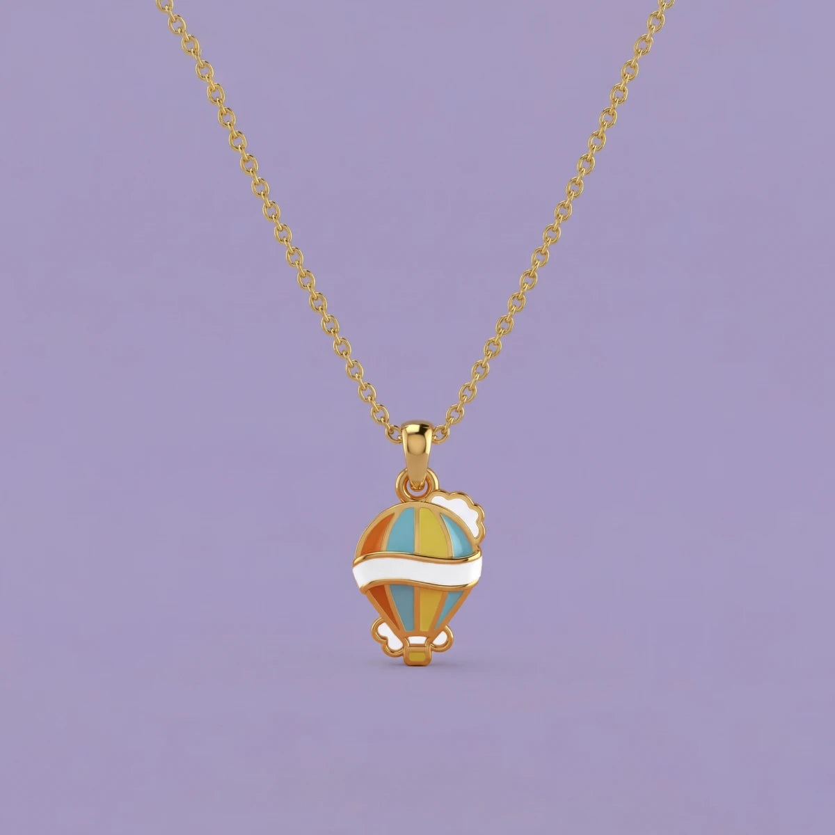 Little Sky Adventure Balloon Gold Pendant | Tinyfacets | little sky adventure balloon gold pendant