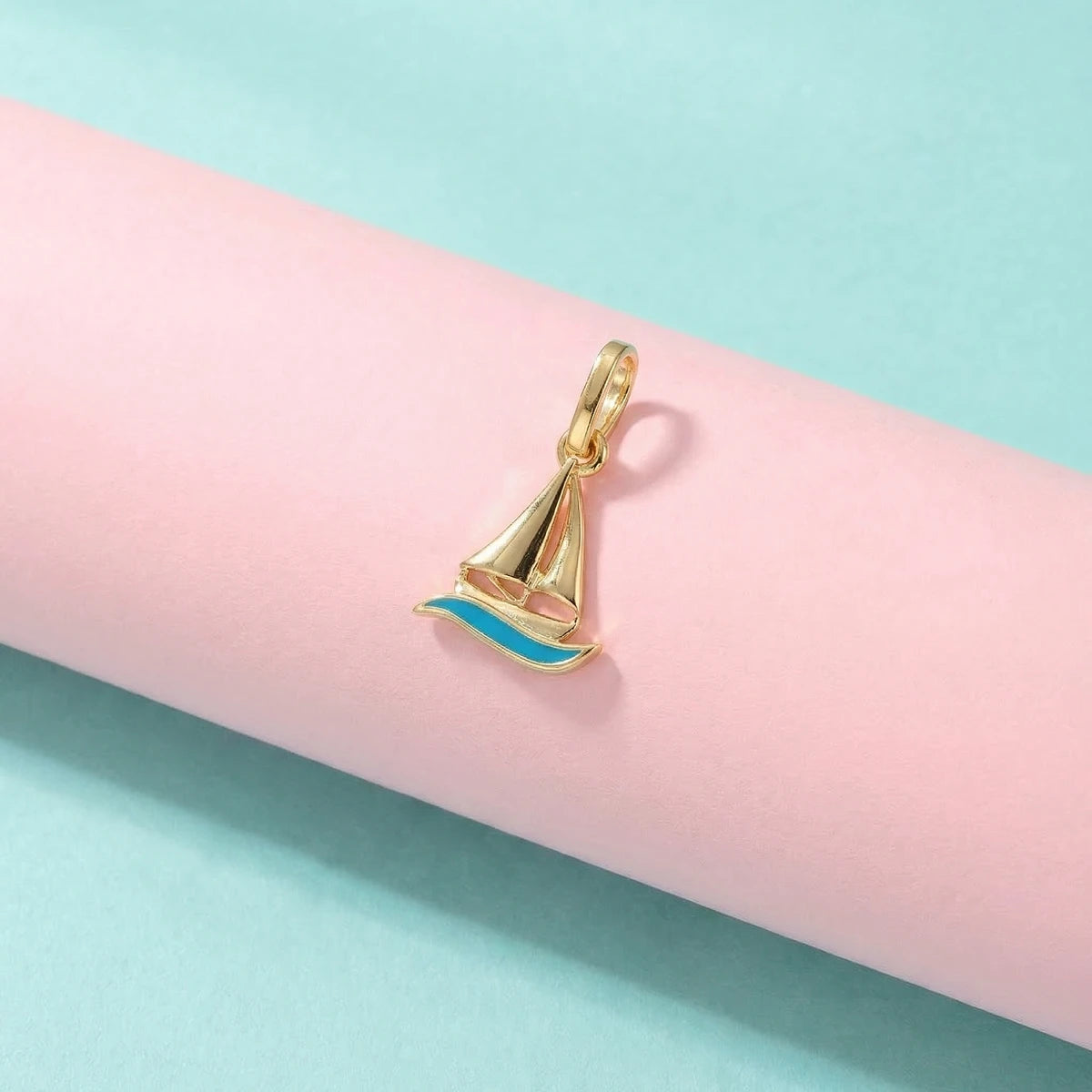 Sailboat Wave Gold Pendant | Tinyfacets | everyday sailboat wave gold pendant wear