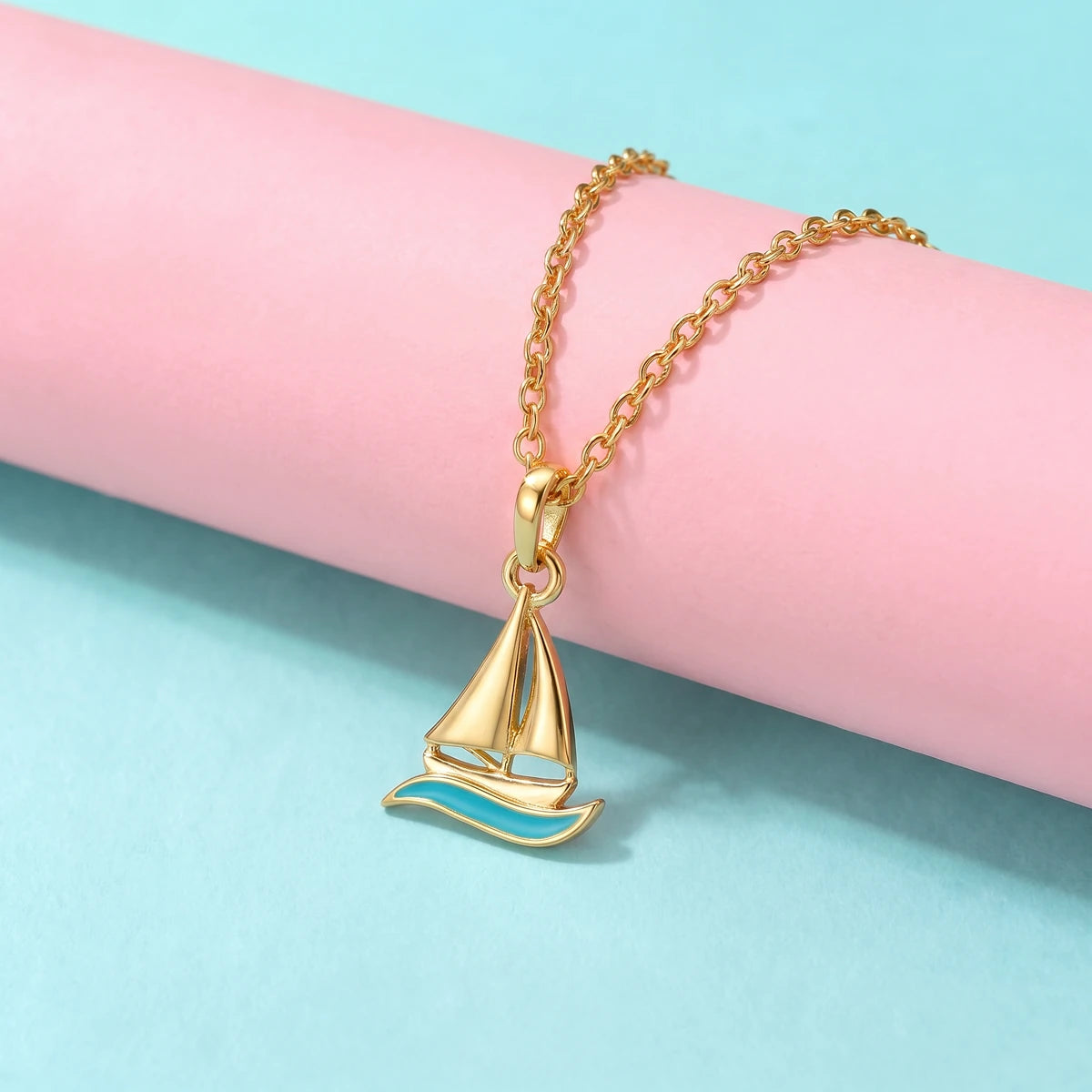 Ocean Sailboat Gold Pendant