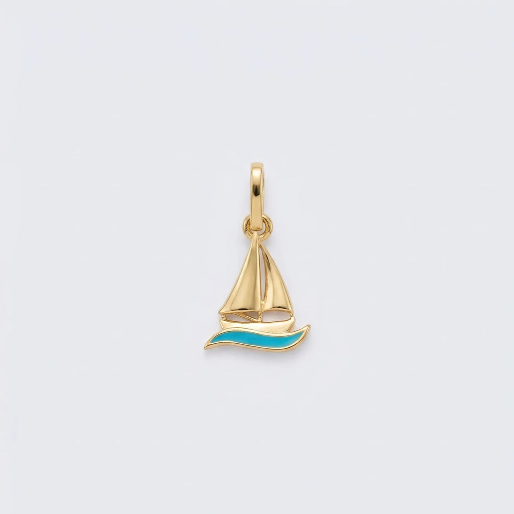 Sailboat Wave Gold Pendant | Tinyfacets | gold sailboat wave gold pendant jewelry