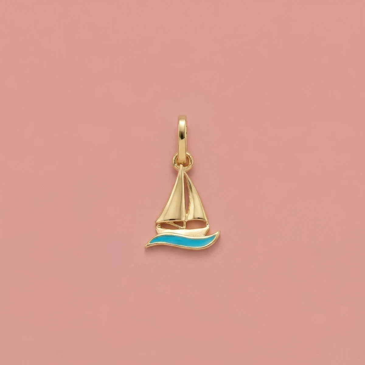 Sailboat Wave Gold Pendant | Tinyfacets | cute sailboat wave gold pendant design