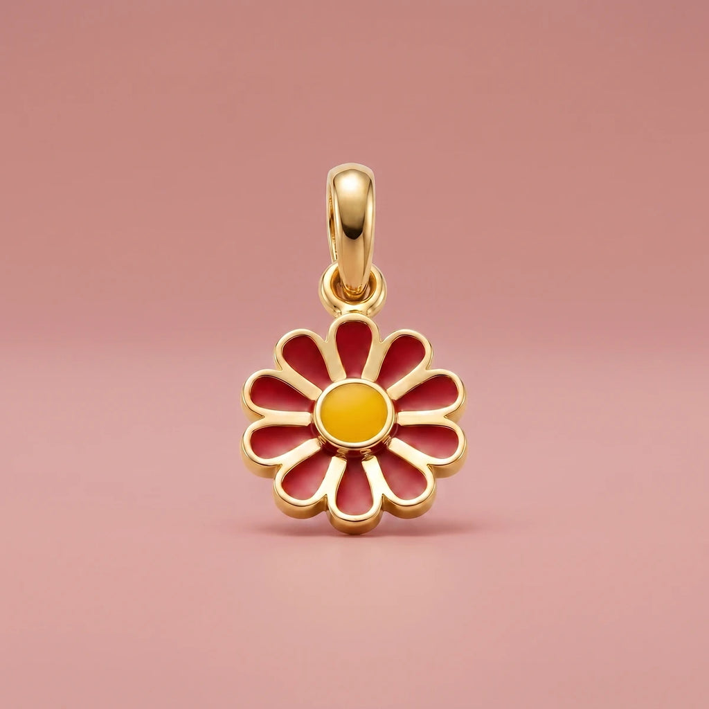 Little Bloom - Flower Kids Gold Pendant | Tinyfacets | floral charm necklace gold design
