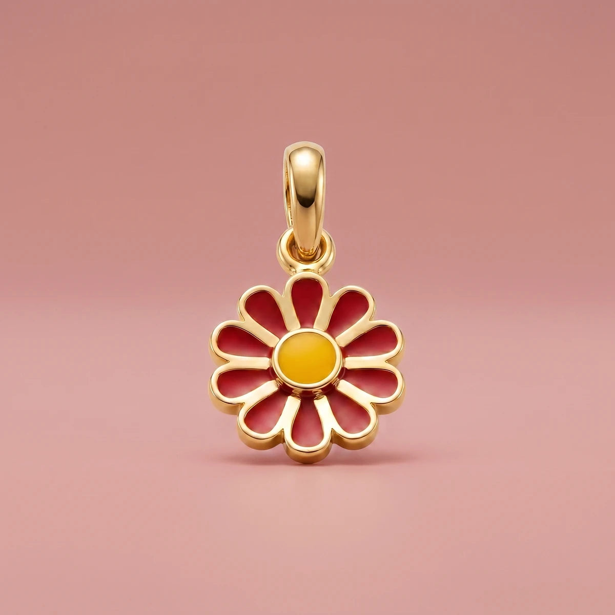 Little Bloom - Flower Kids Gold Pendant | Tinyfacets | floral charm necklace gold design