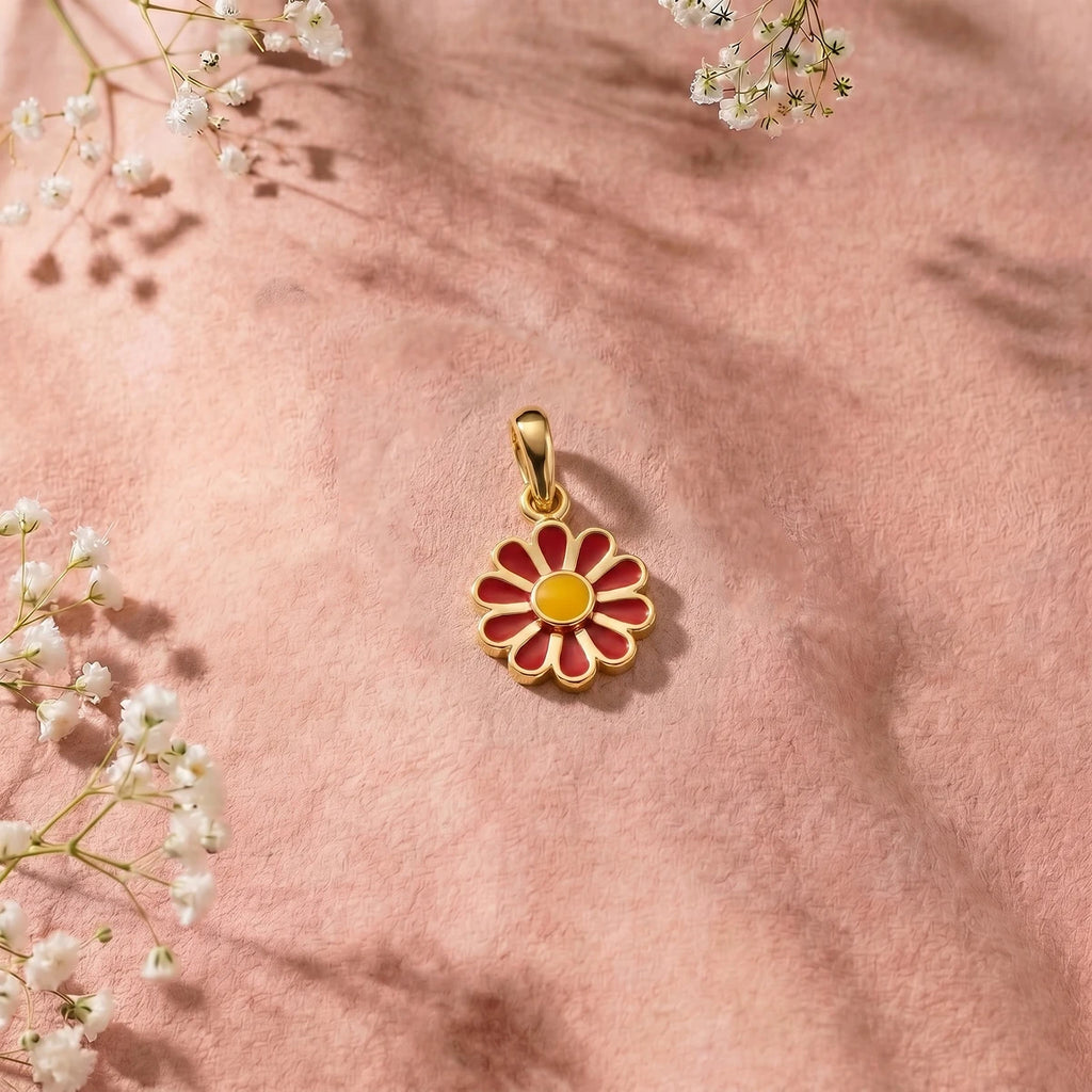 Little Bloom - Flower Kids Gold Pendant | Tinyfacets | pastel floral gold pendant design
