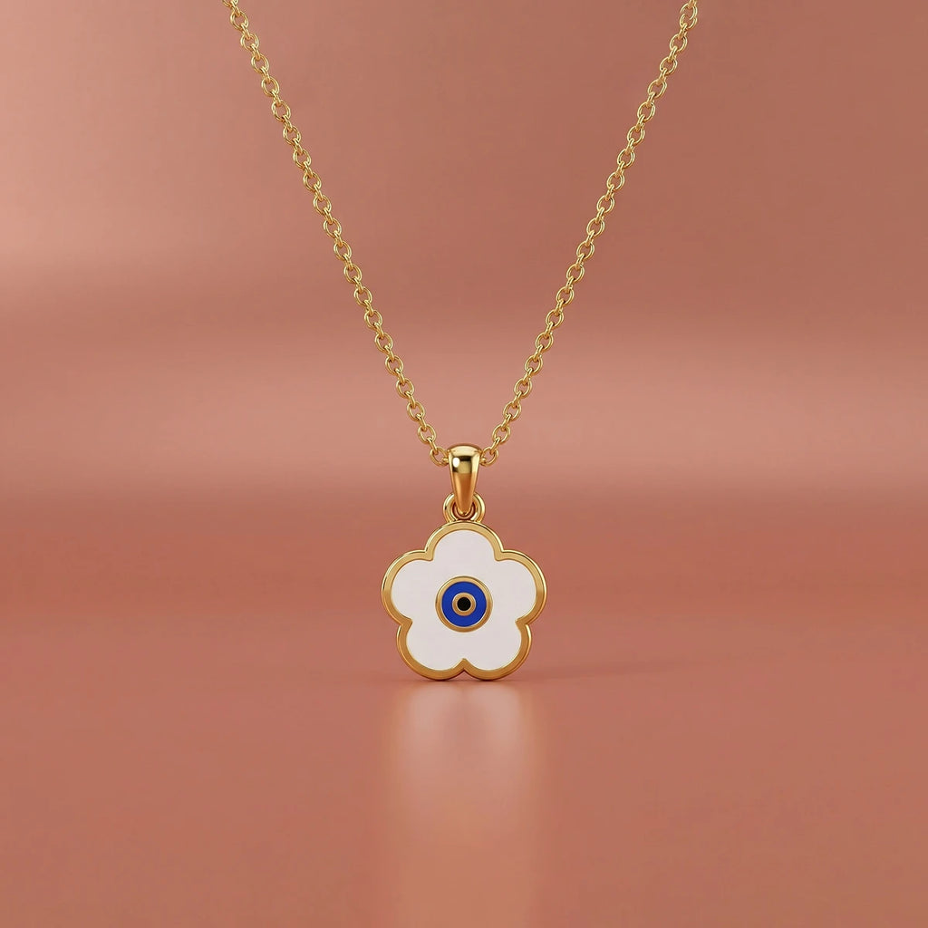 Evil Eye Blossom Gold Pendant | Tinyfacets | gold evil eye blossom gold pendant jewelry