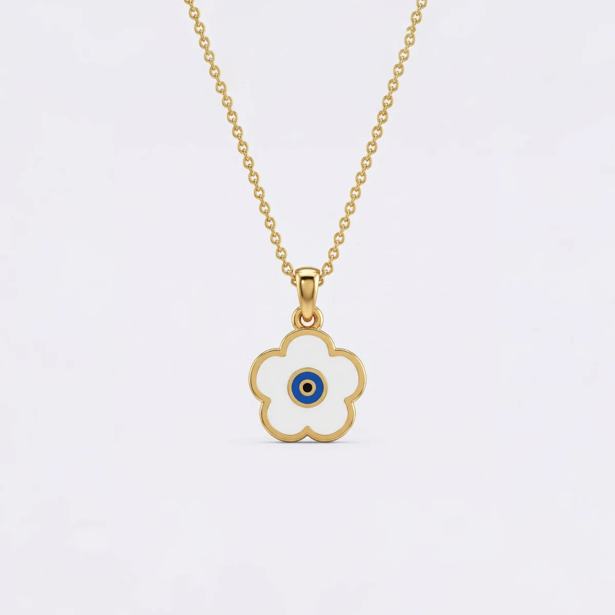 Evil Eye Blossom Gold Pendant | Tinyfacets | minimal evil eye blossom gold pendant style