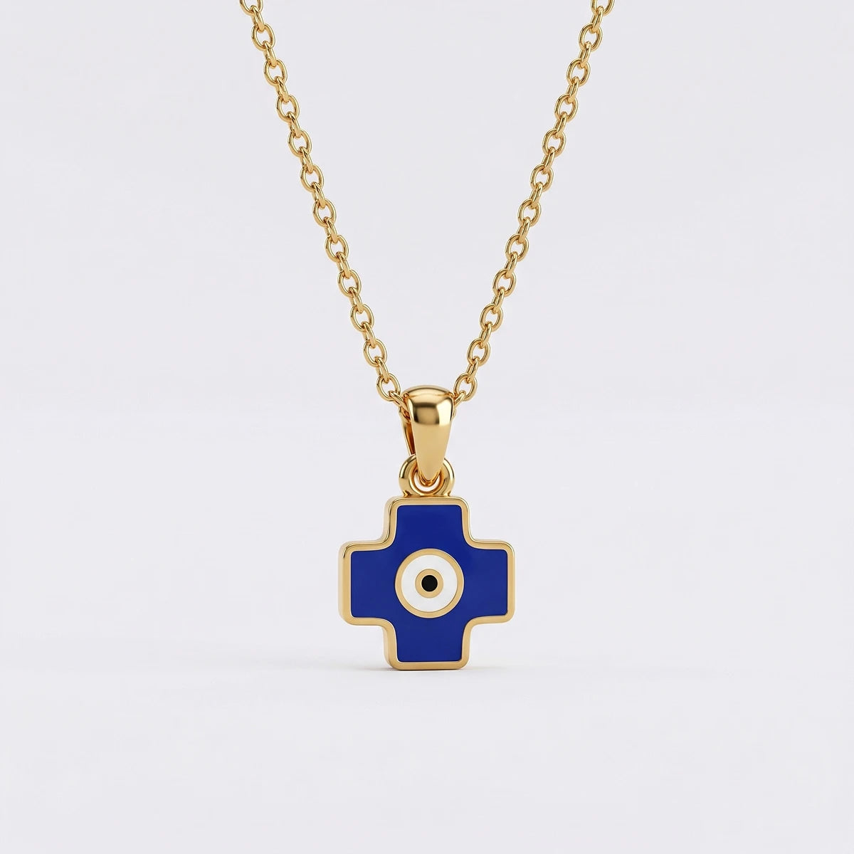 Blue Evil Eye Cross Gold Pendant | Tinyfacets | gold blue evil eye cross gold pendant jewelry