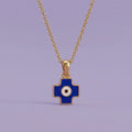 Blue Evil Eye Cross Gold Pendant | Tinyfacets | blue evil eye cross gold pendant
