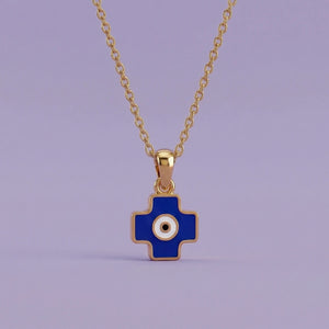 Blue Cross Evil Eye Gold Pendant