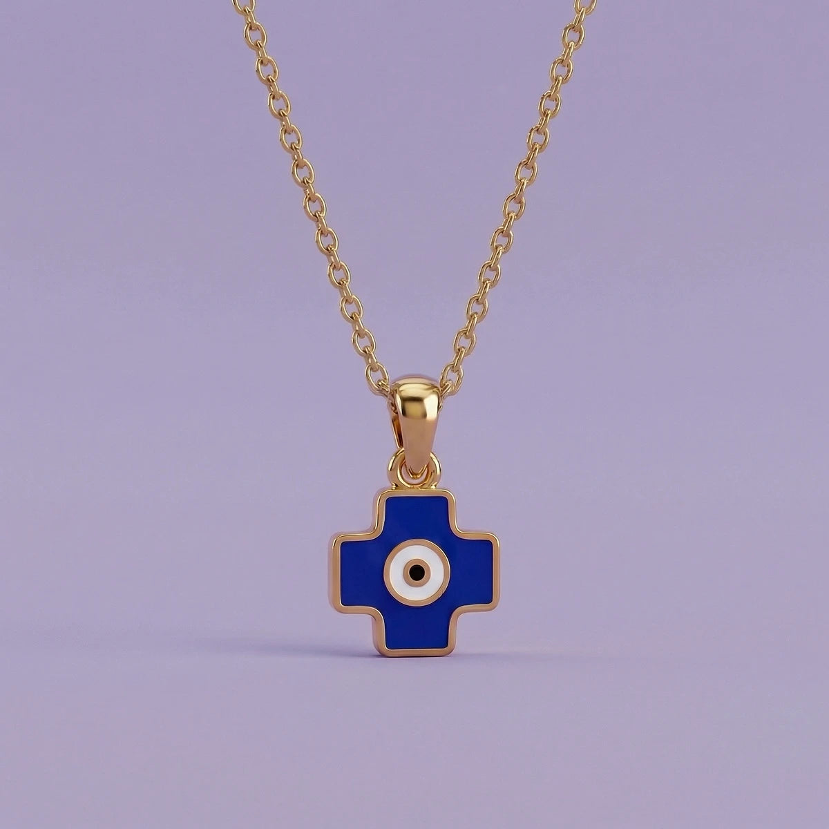 Blue Evil Eye Cross Gold Pendant | Tinyfacets | blue evil eye cross gold pendant