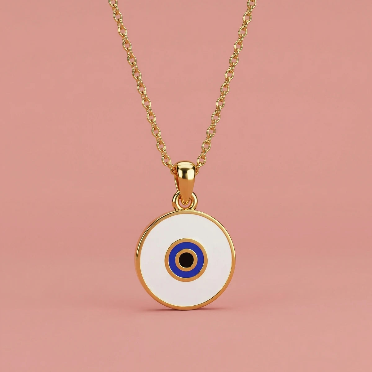Classic Evil Eye Disc Gold Pendant | Tinyfacets | cute classic evil eye disc gold pendant design