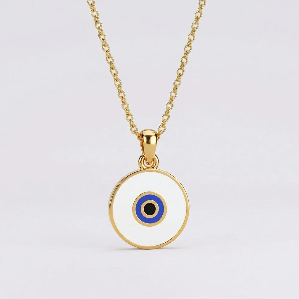 Classic Evil Eye Disc Gold Pendant | Tinyfacets | gold classic evil eye disc gold pendant jewelry
