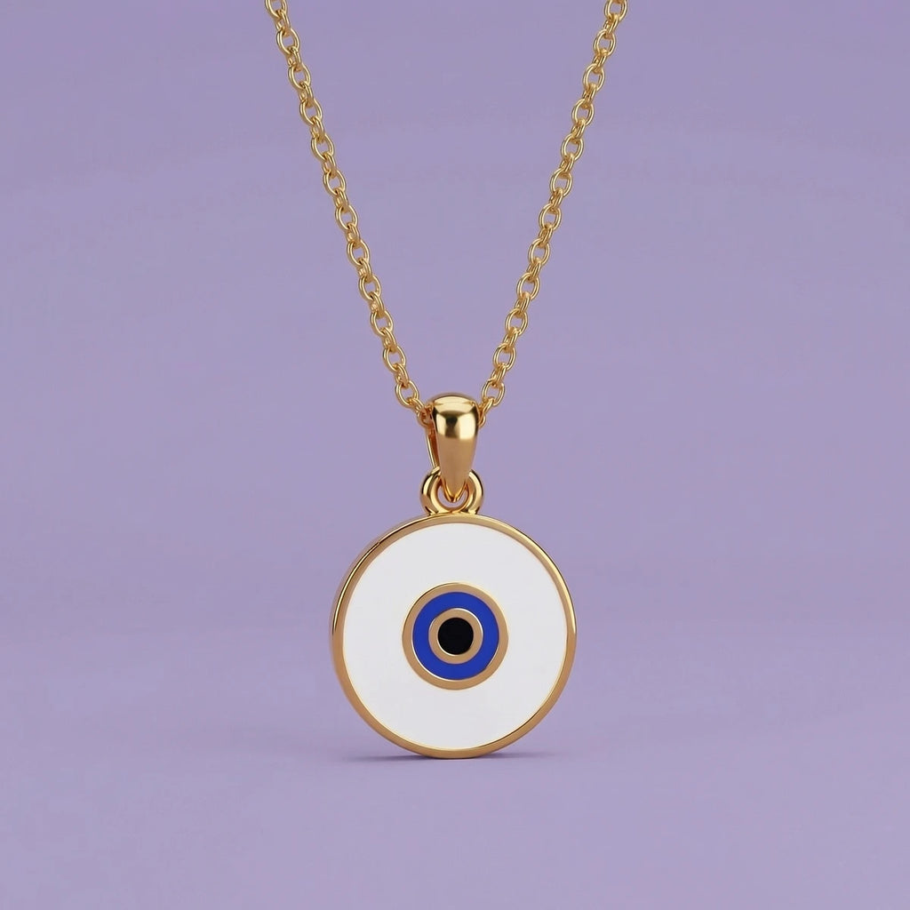 Classic Evil Eye Disc Gold Pendant | Tinyfacets | classic evil eye disc gold pendant