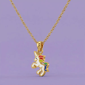 Rainbow Unicorn Gold Pendant