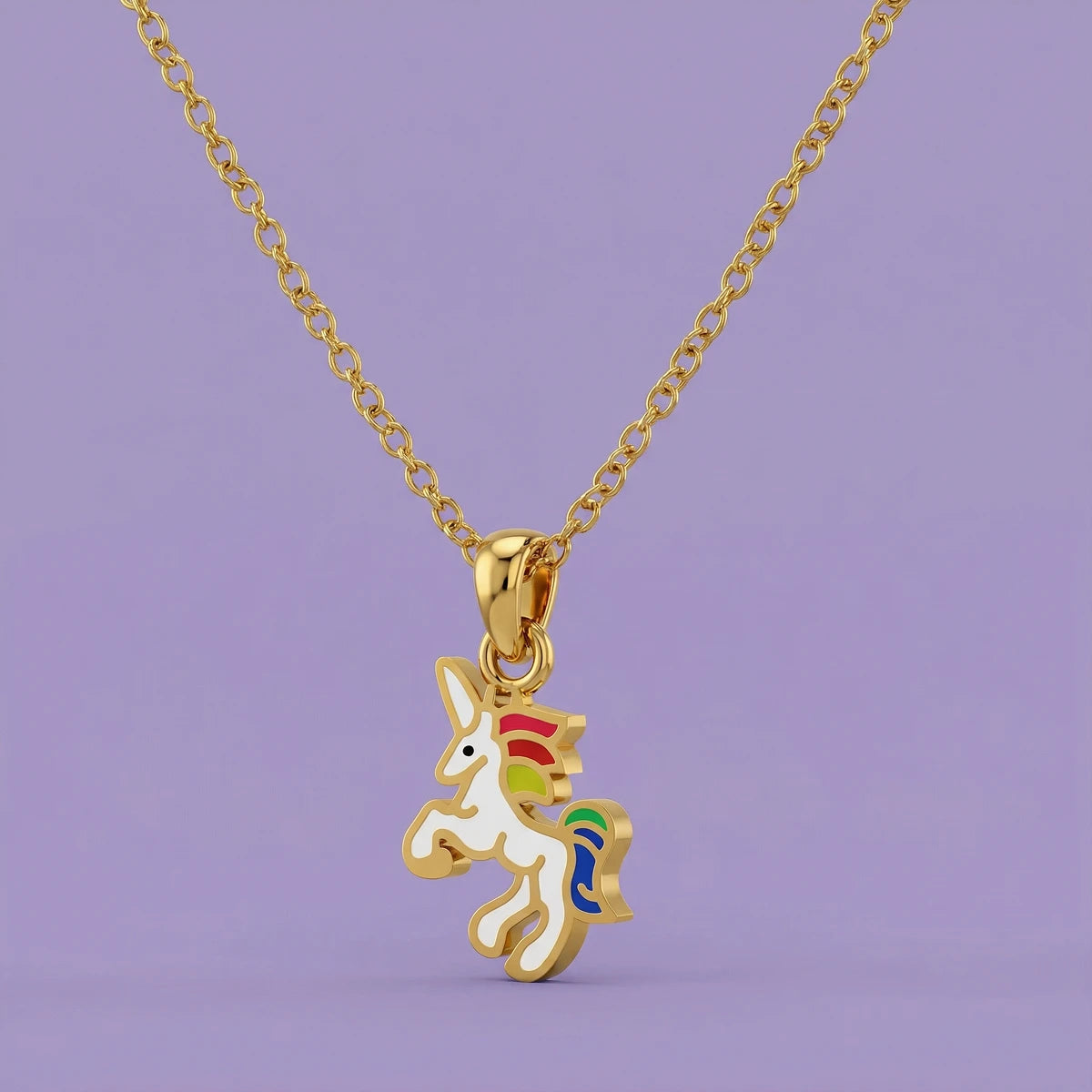 Rainbow Unicorn Kids Gold Pendant | Tinyfacets | rainbow unicorn kids gold pendant