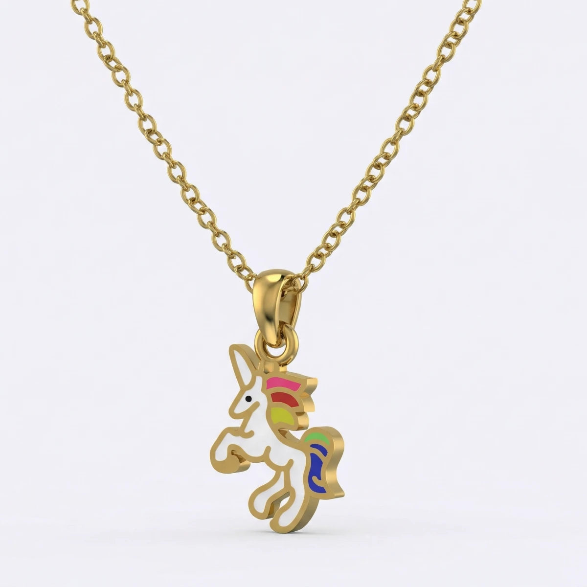 Rainbow Unicorn Kids Gold Pendant | Tinyfacets | gold rainbow unicorn kids gold pendant jewelry