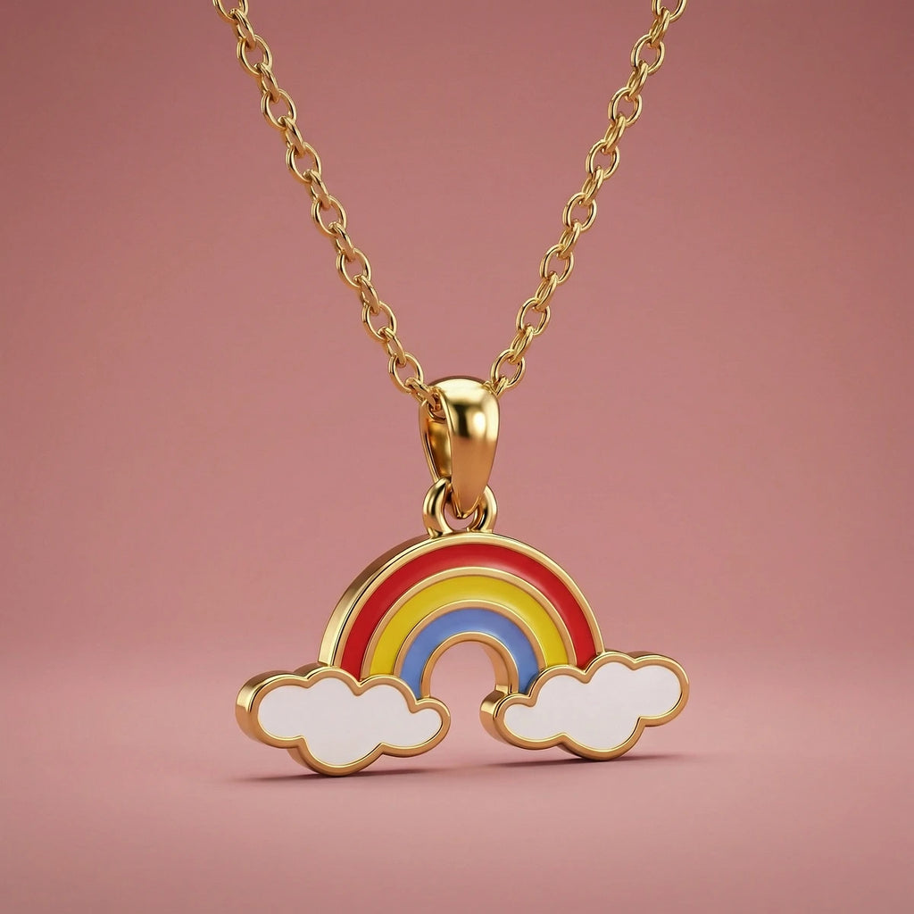 Little Rainbow Dream Gold Pendant | Tinyfacets | cute little rainbow dream gold pendant design