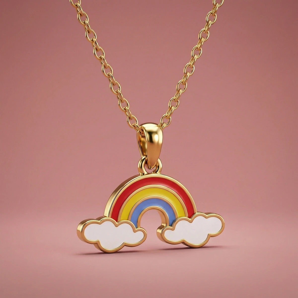 Little Rainbow Dream Gold Pendant | Tinyfacets | cute little rainbow dream gold pendant design
