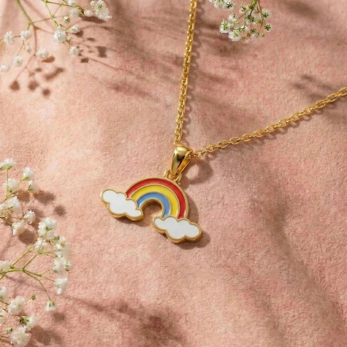 Little Rainbow Dream Gold Pendant | Tinyfacets | minimal little rainbow dream gold pendant style