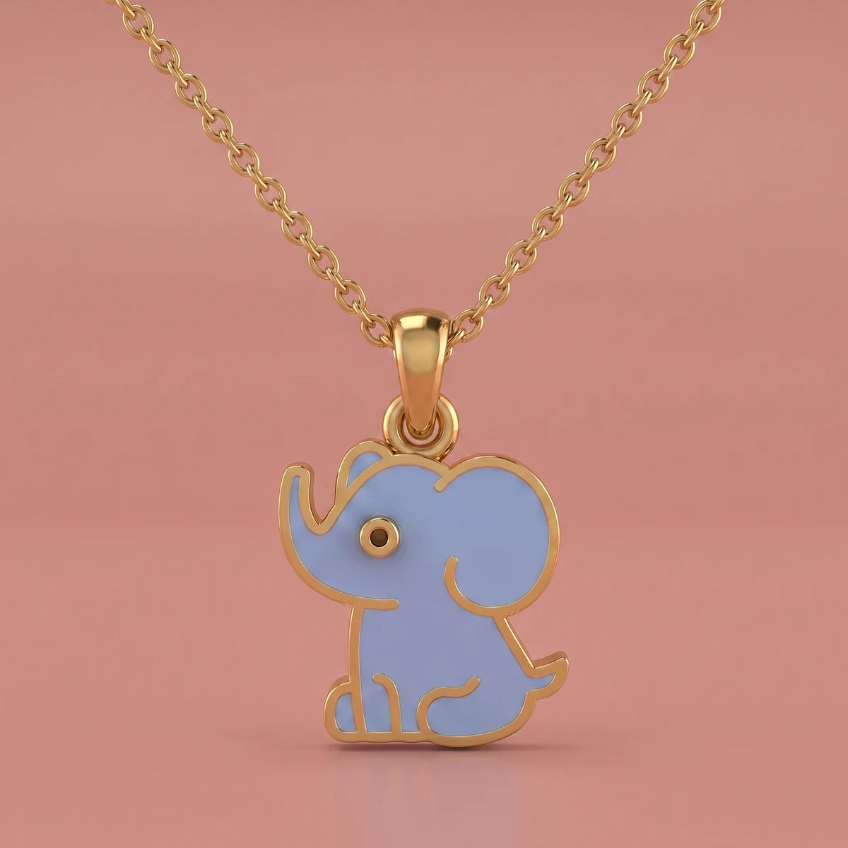 Little Blue Elephant Charm Gold Pendant | Tinyfacets | cute elephant charm jewelry gold