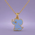 Little Blue Elephant Charm Gold Pendant | Tinyfacets | blue elephant gold pendant necklace