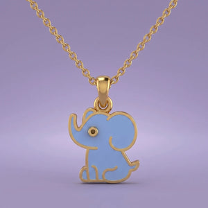 Baby Elephant in Blue Gold Pendant