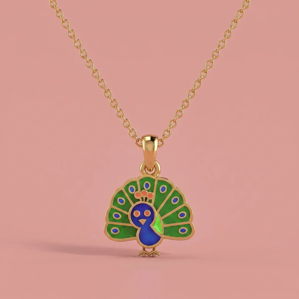 Little Peacock Charm Gold Pendant | Tinyfacets | bird charm necklace gold peacock