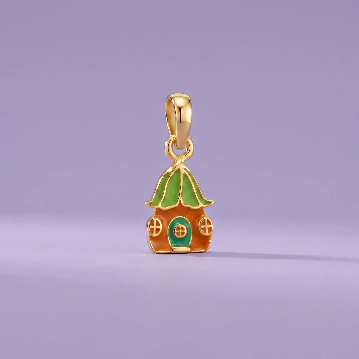 Enchanted Cottage Gold Pendant | Tinyfacets | cottage gold pendant enamel design