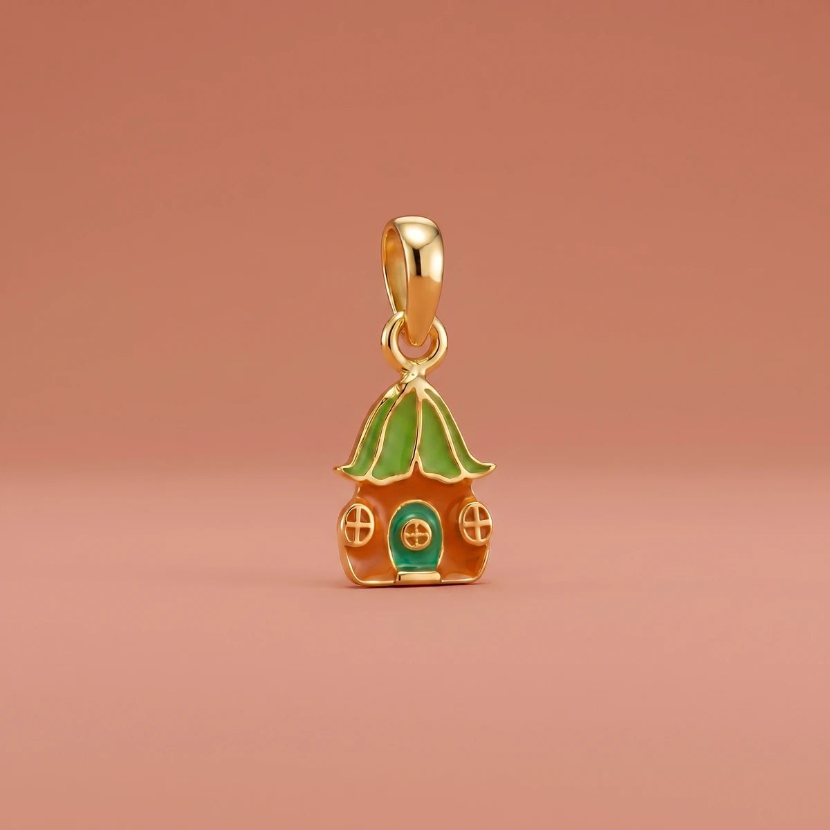 Enchanted Cottage Gold Pendant | Tinyfacets | house charm necklace gold jewelry