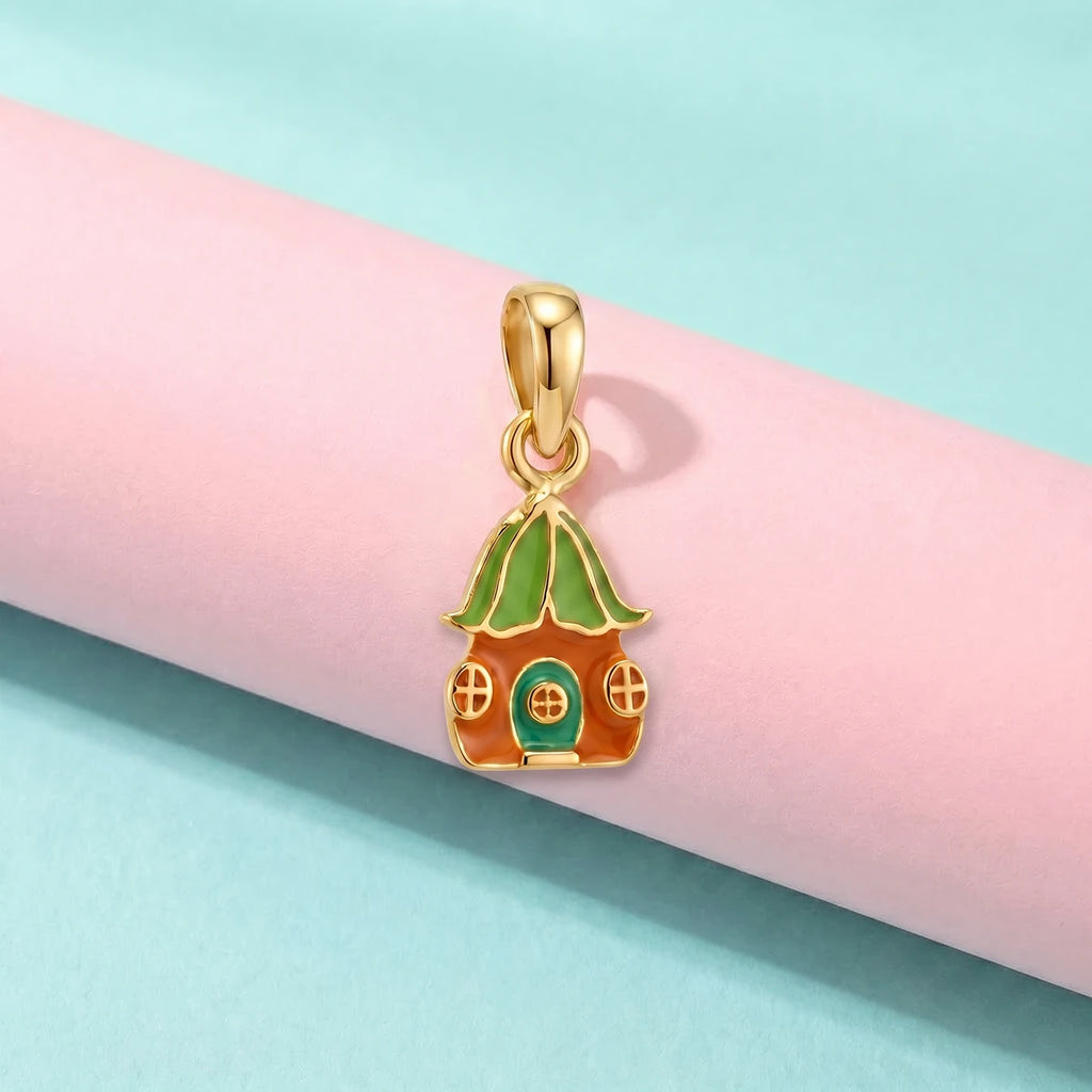Enchanted Cottage Gold Pendant | Tinyfacets | story inspired gold pendant