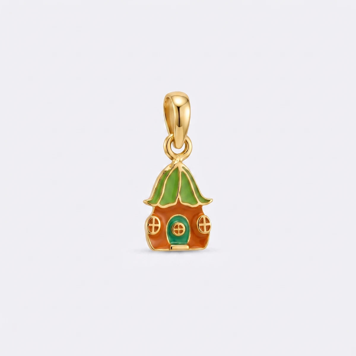 Enchanted Cottage Gold Pendant | Tinyfacets | cute home pendant gold design