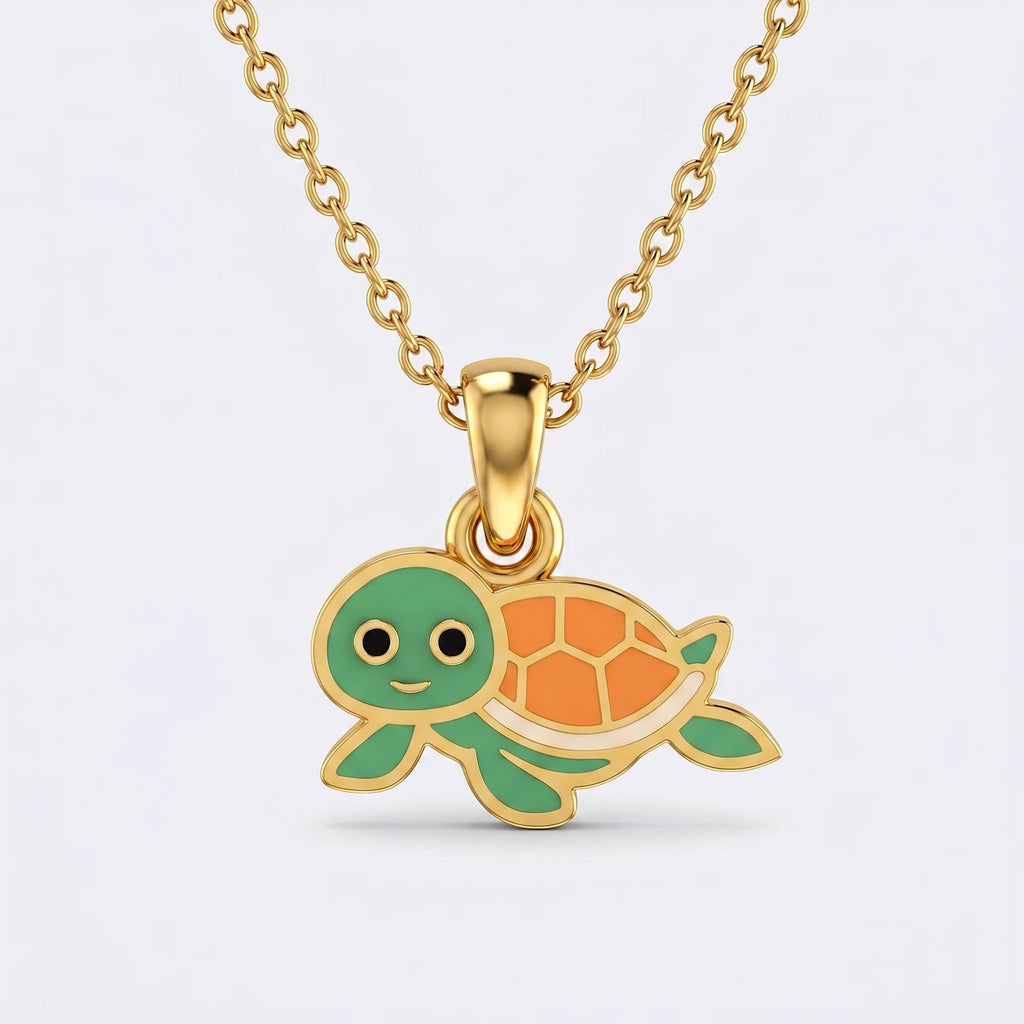 Little Turtle Charm Gold Pendant | Tinyfacets | animal pendant gold turtle