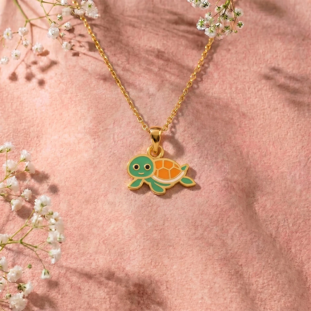 Little Turtle Charm Gold Pendant | Tinyfacets | turtle necklace everyday wear