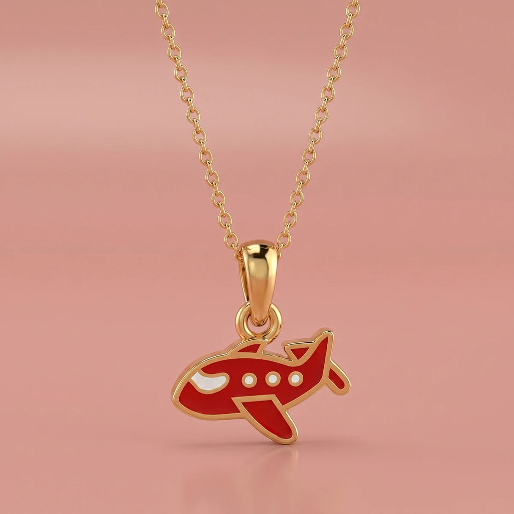 Sky Explorer Aeroplane Gold Pendant | Tinyfacets | airplane charm necklace gold