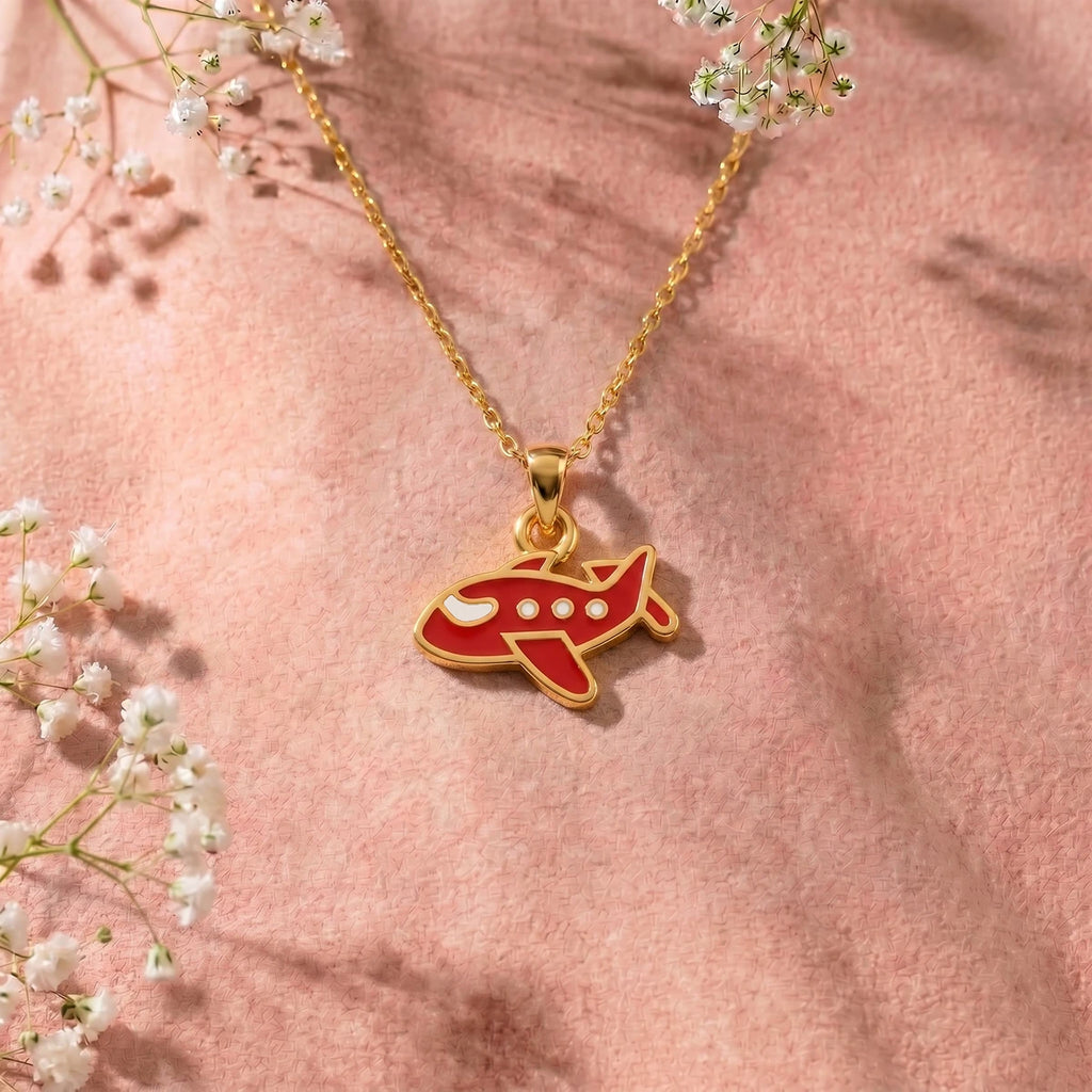 Sky Explorer Aeroplane Gold Pendant | Tinyfacets | aviation jewelry gold pendant