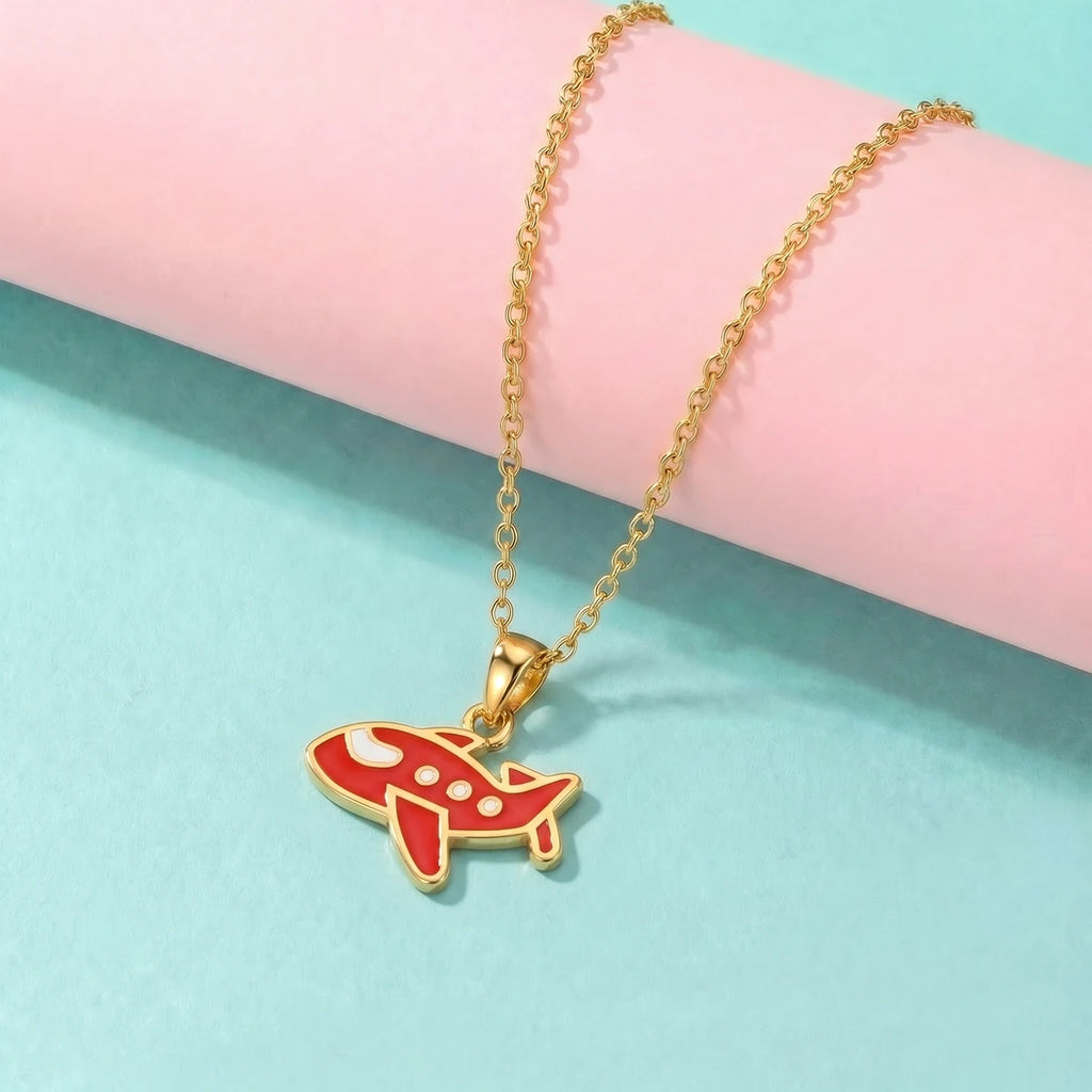 Sky Explorer Aeroplane Gold Pendant | Tinyfacets | minimal airplane necklace gold