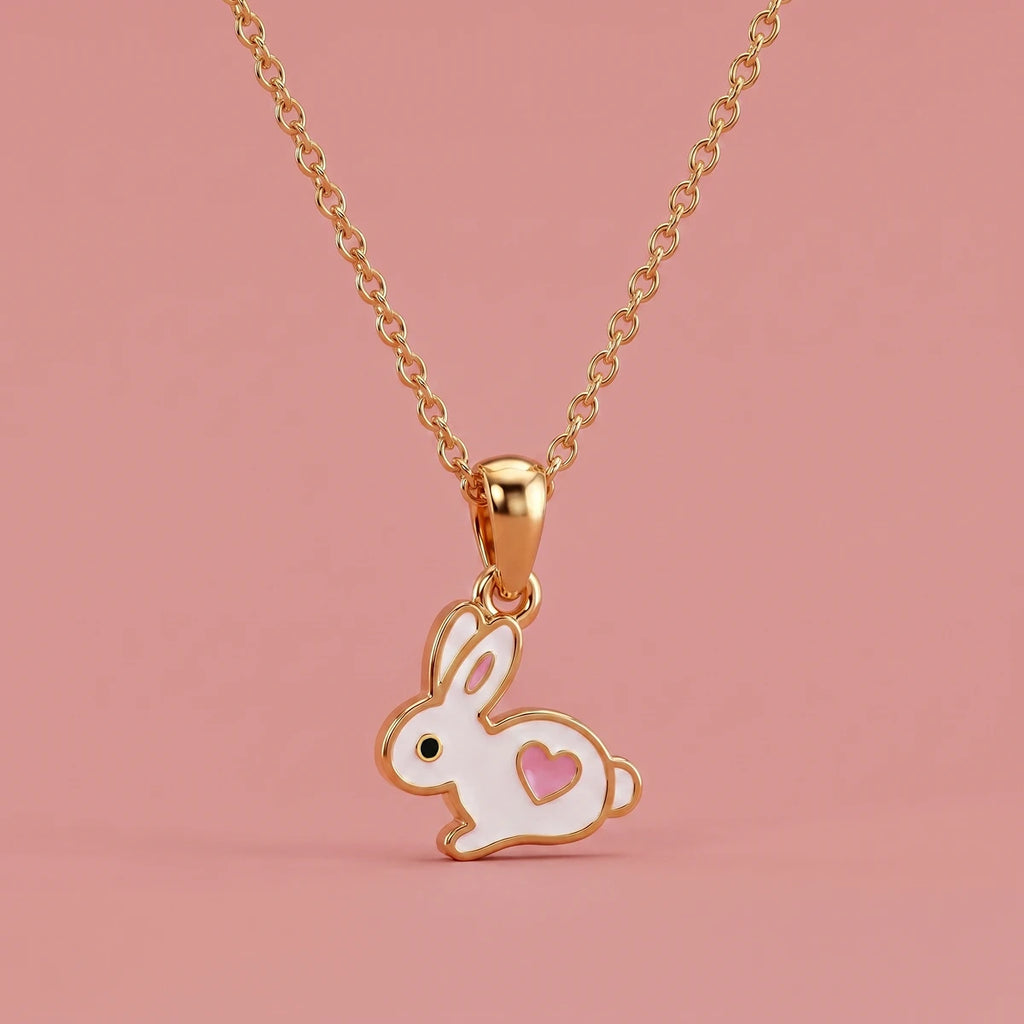 Tiny Bunny Love Gold Pendant | Tinyfacets | rabbit charm necklace gold