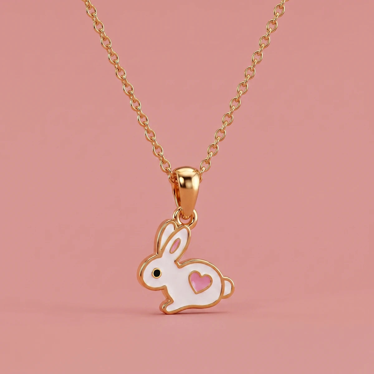 Tiny Bunny Love Gold Pendant | Tinyfacets | rabbit charm necklace gold