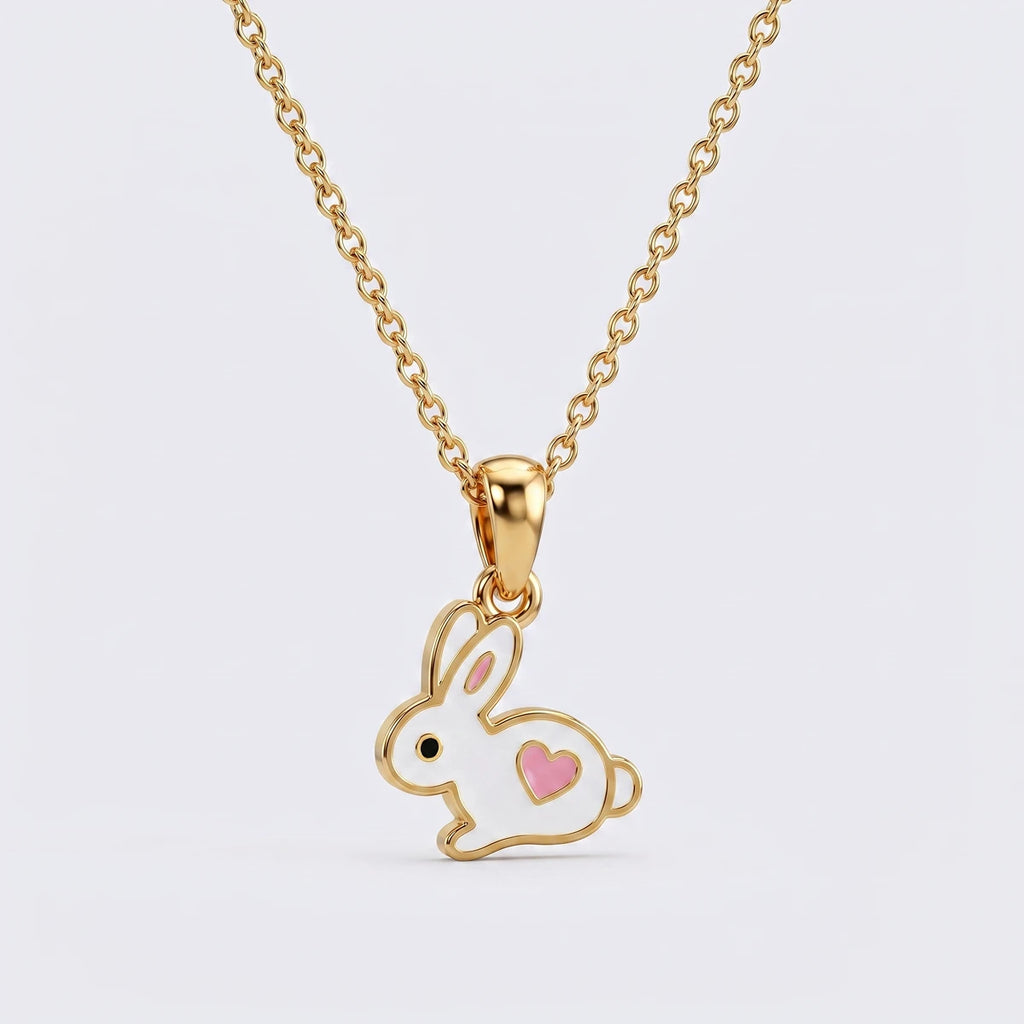 Tiny Bunny Love Gold Pendant | Tinyfacets | cute bunny jewelry pendant