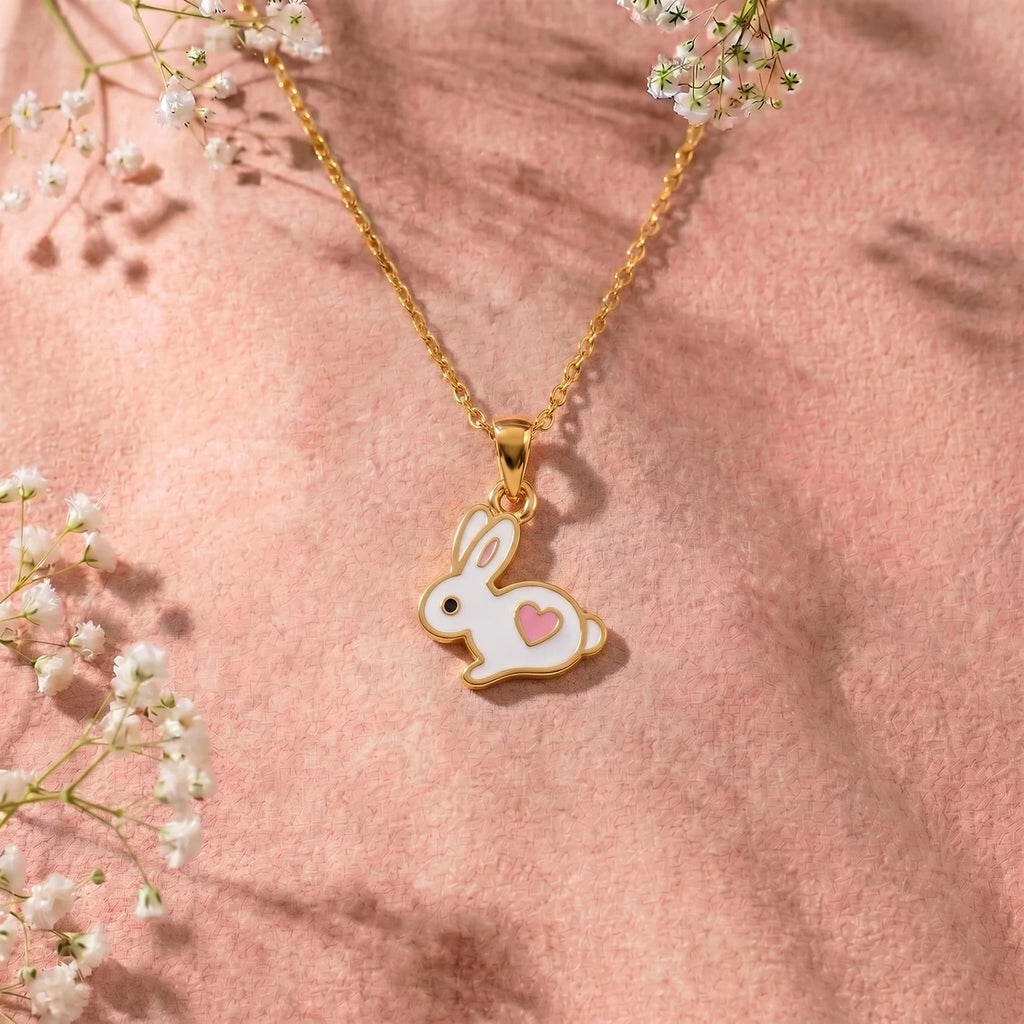 Tiny Bunny Love Gold Pendant | Tinyfacets | animal pendant gold rabbit