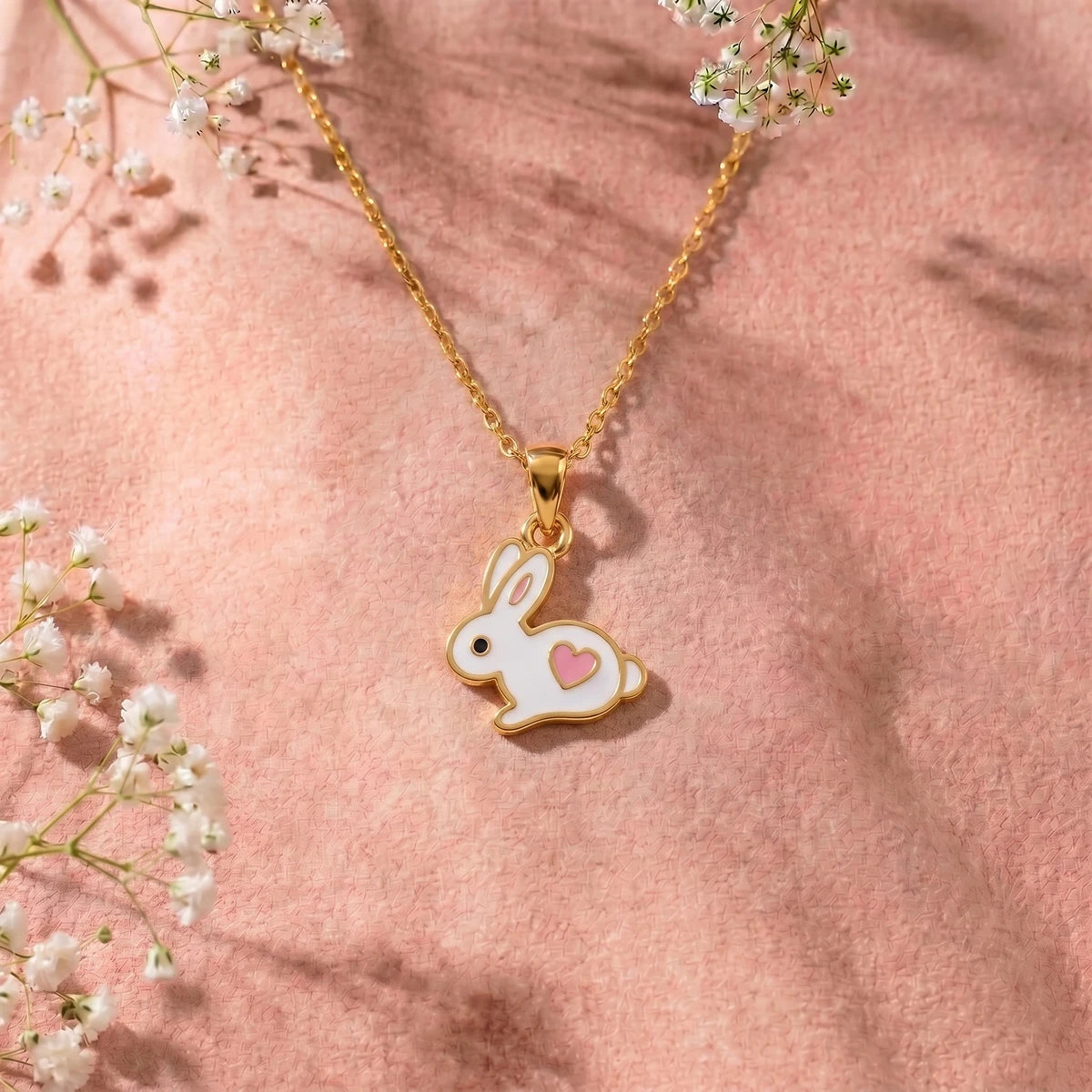 Tiny Bunny Love Gold Pendant | Tinyfacets | animal pendant gold rabbit