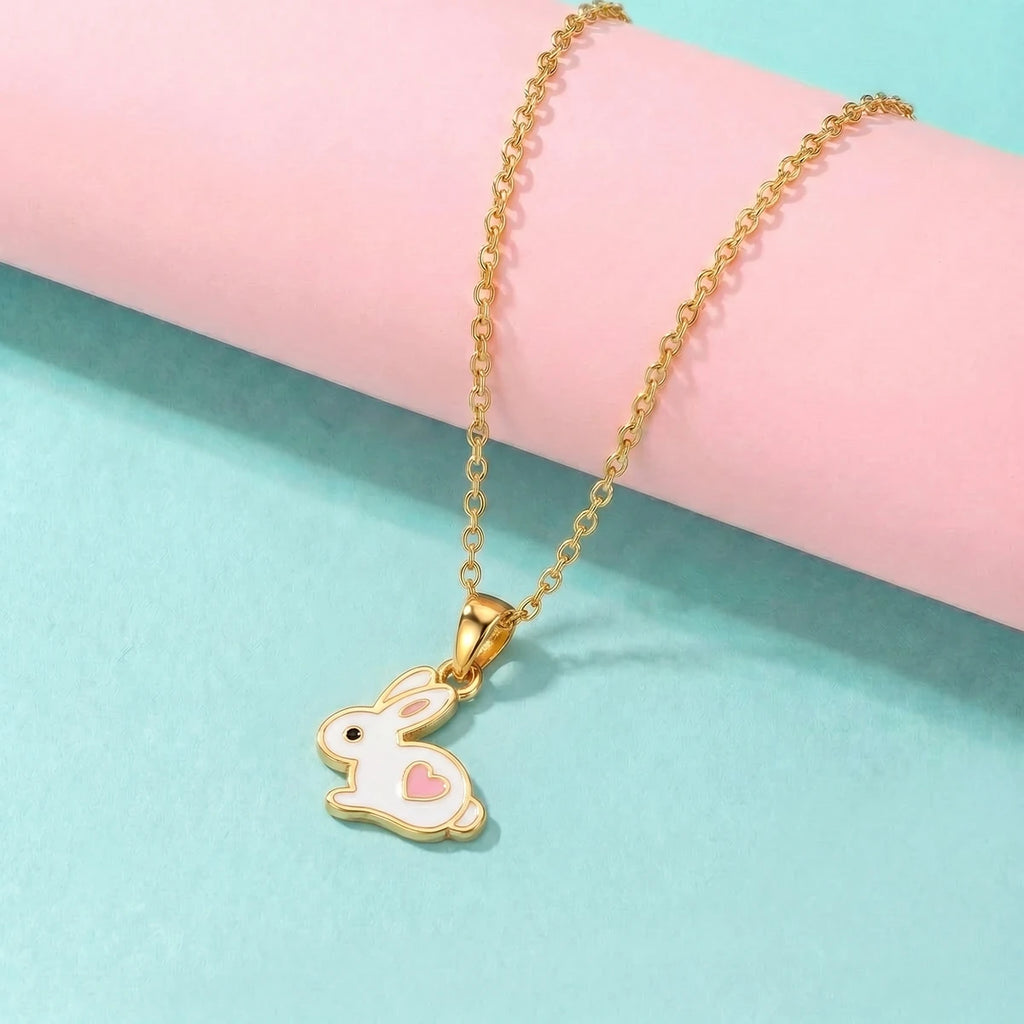 Tiny Bunny Love Gold Pendant | Tinyfacets | playful bunny necklace gold

