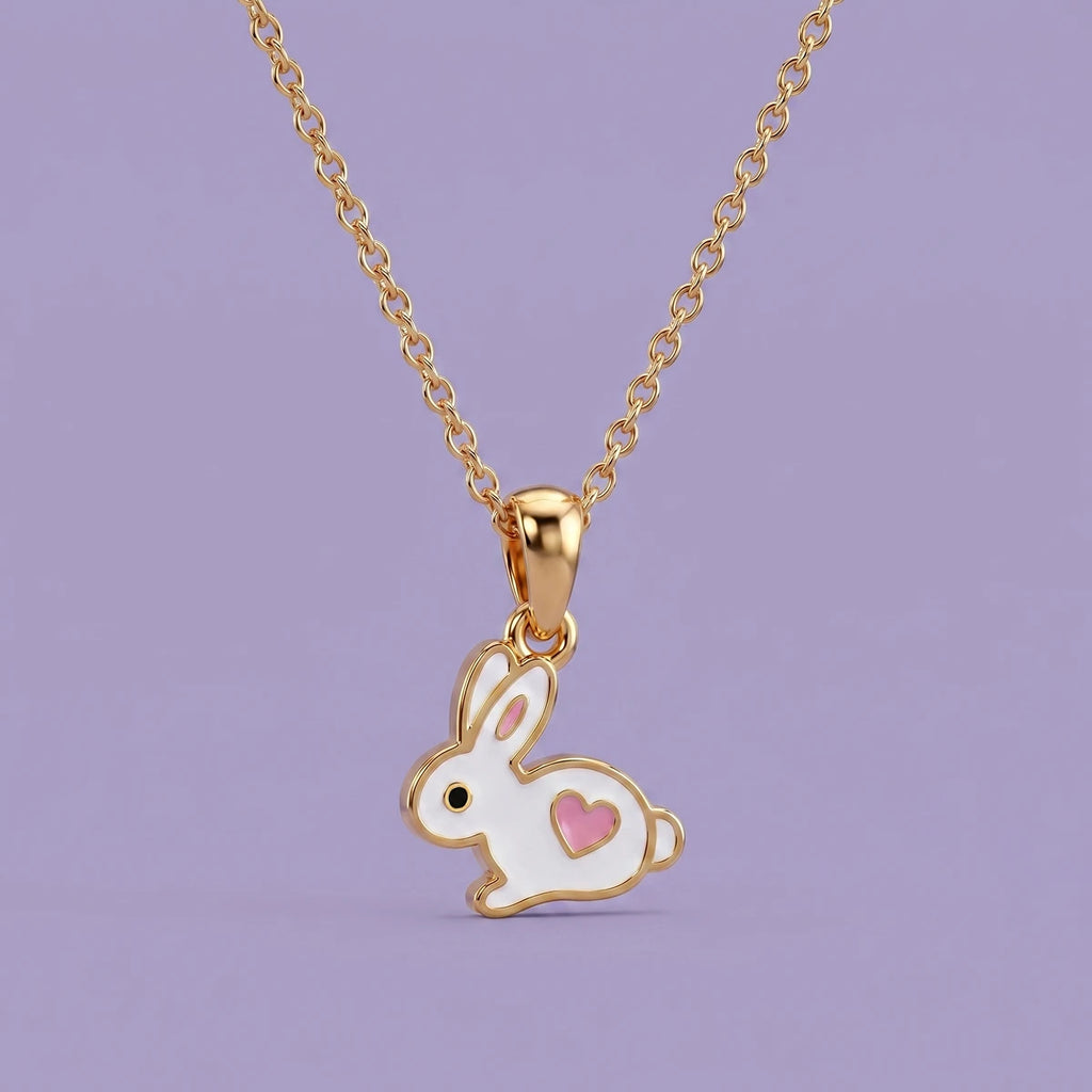 Tiny Bunny Love Gold Pendant | Tinyfacets | bunny gold pendant cute design