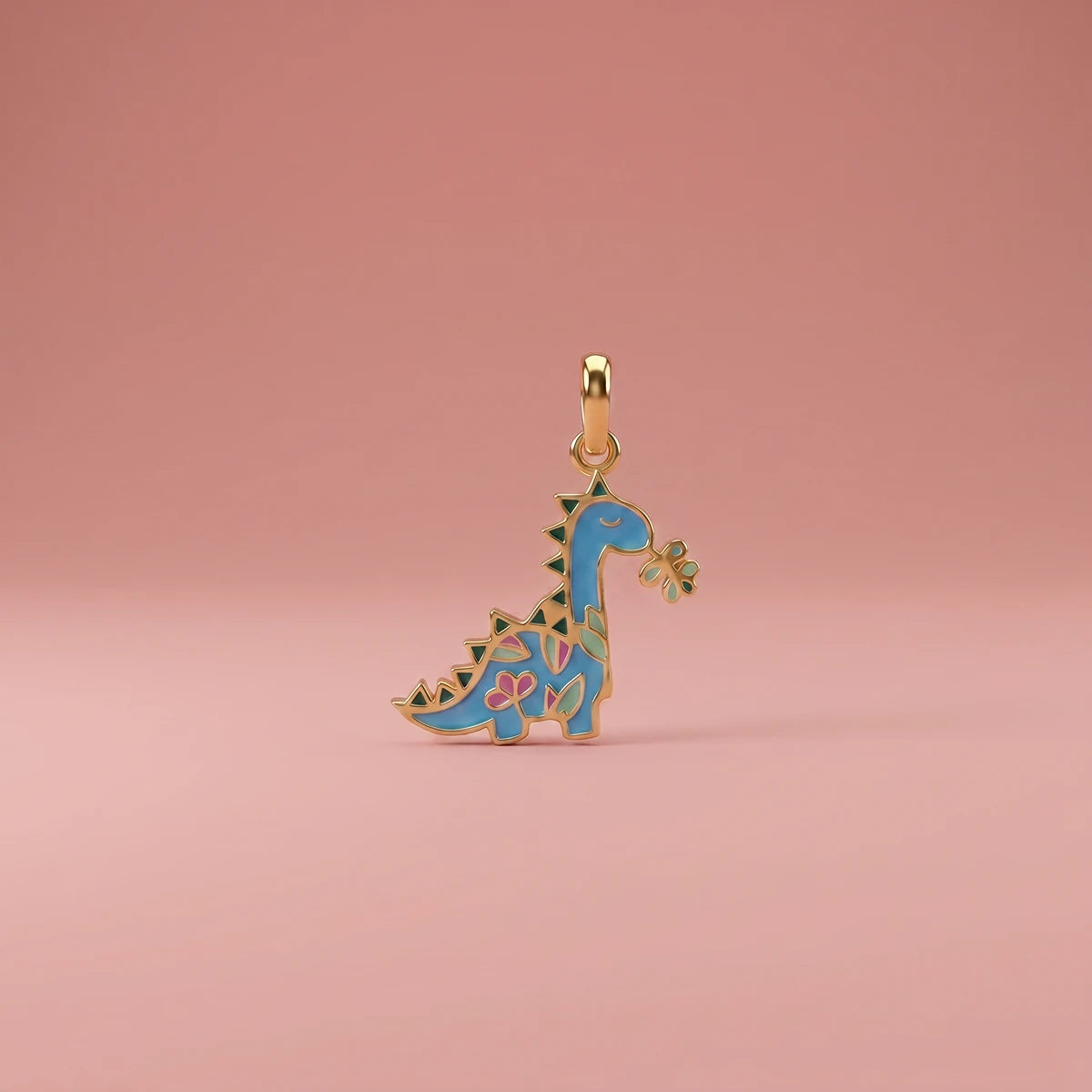 Dino Bloom Charm Gold Pendant