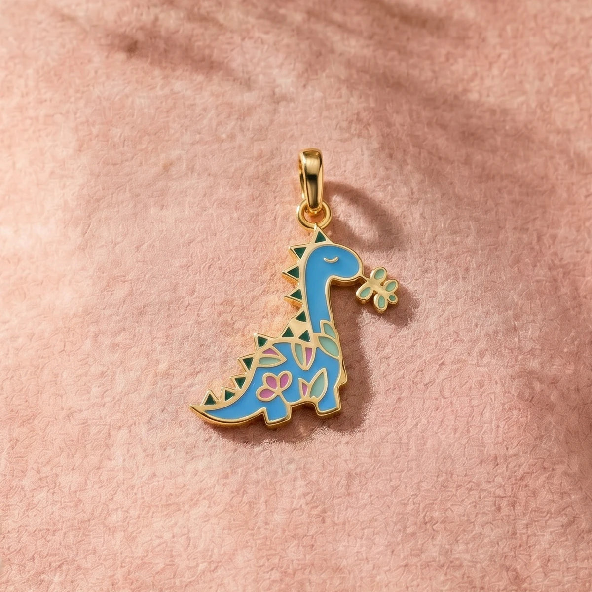 Dino Bloom Charm Gold Pendant