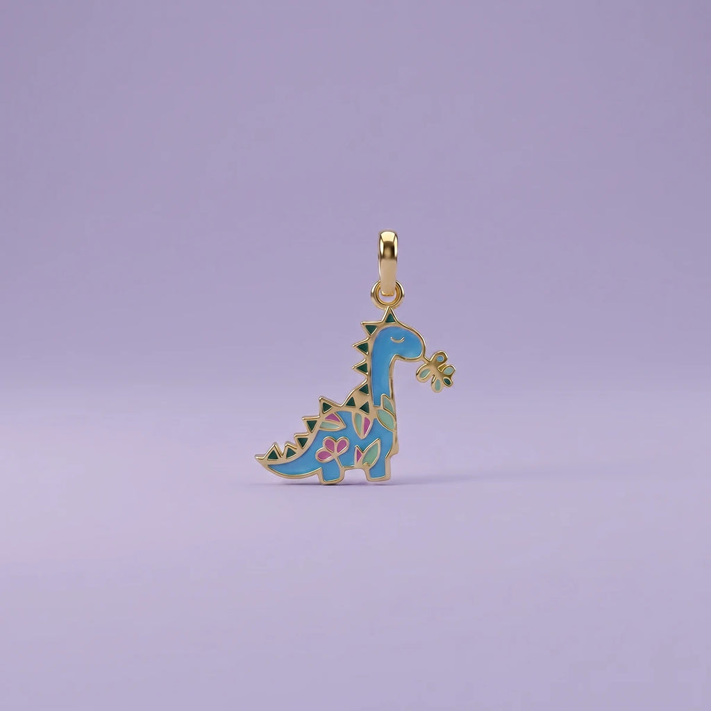 Dino Bloom Charm Gold Pendant