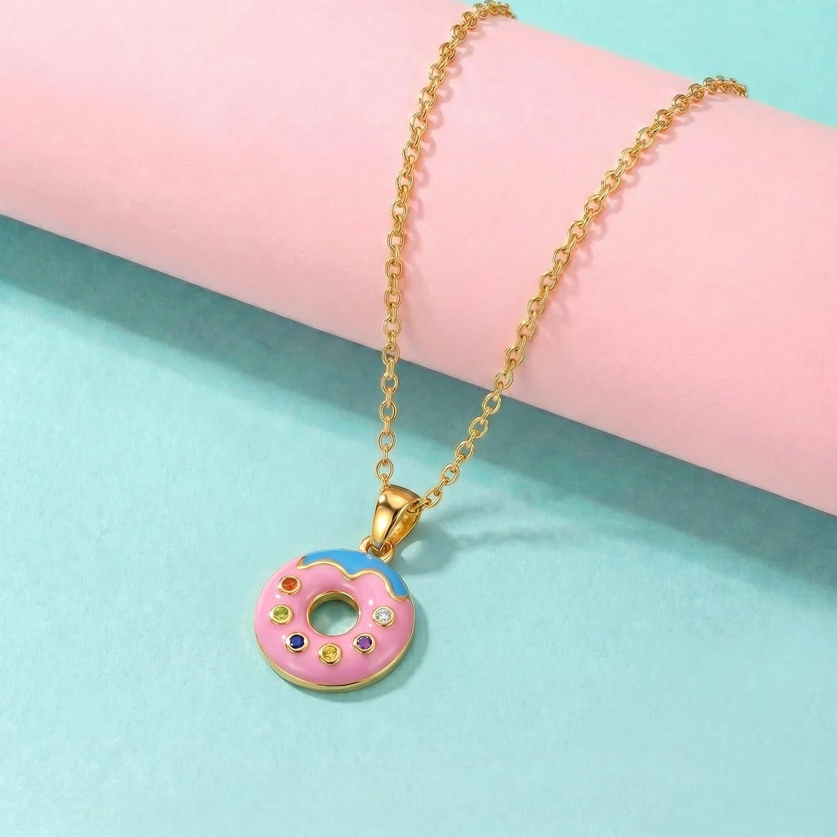 Sprinkle Donut Delight Gold Pendant | Tinyfacets | food themed gold pendant