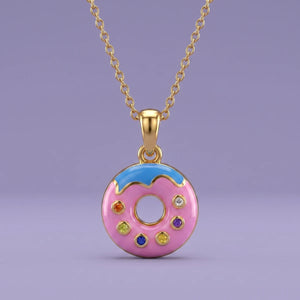 Sprinkle Donut Gold Pendant with Diamonds